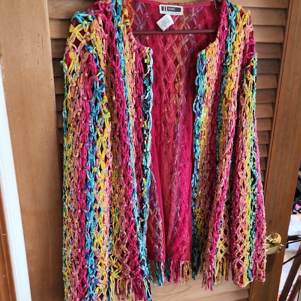 Jessica London Multicolor Open Knit Jacket